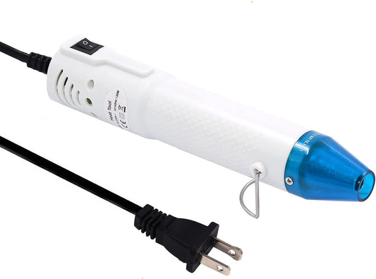 mofa Embossing Heat Gun,Hot Air Gun Tools Shrink Gun with Stand For DIY Embossing And Drying Paint Multi-Purpose Electric Heating Nozzle 150W(White,Blue)