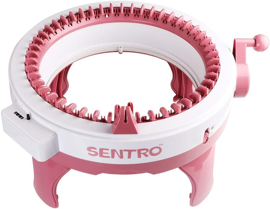 SENTRO 48 Needles Knitting Machine with Electric Adapter, Smart Weaving Loom Round Spinning Crochet Knitting Machines with Row Counter and Crank Handle Adapter Hex Steel Bit for Automatic Knit