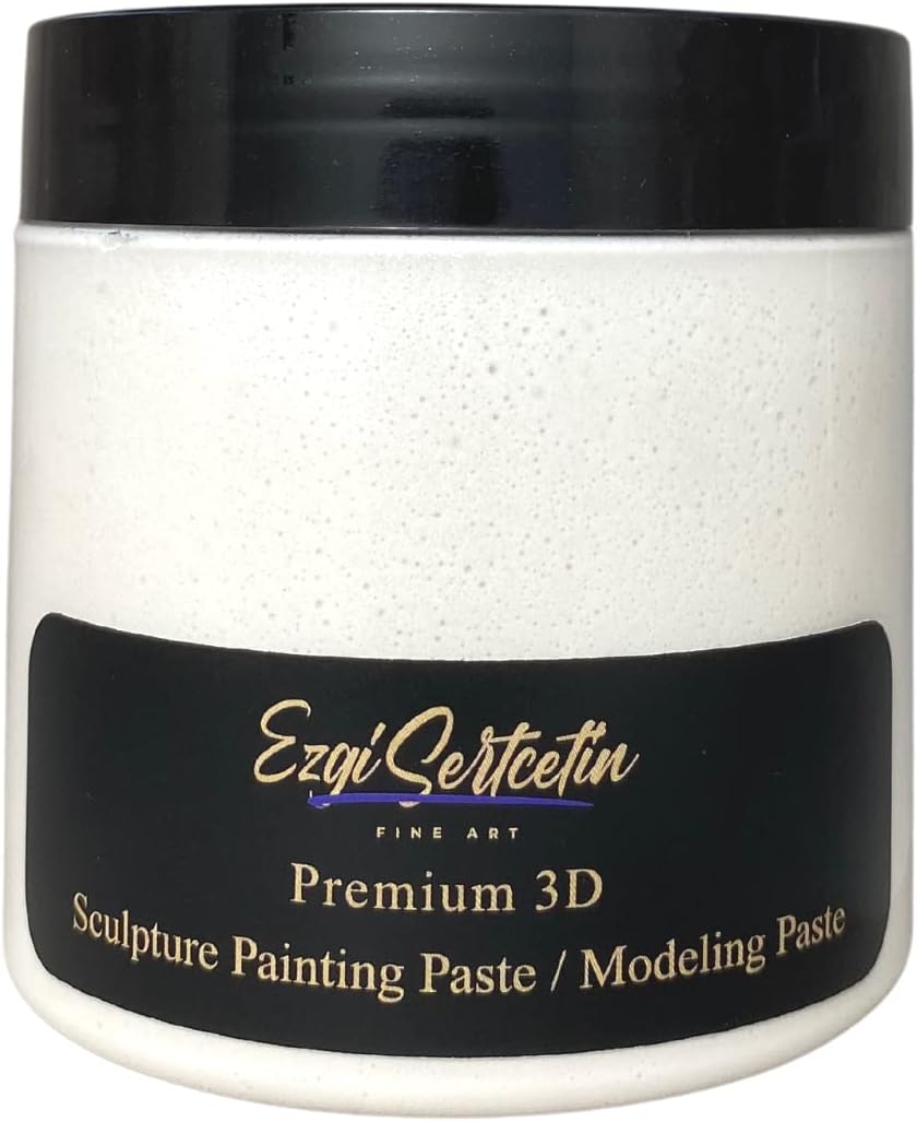 3D Sculpture Painting Paste|Texture Paste|Decorative Plaster|Ready to Use|Unique Colors|Ideal for Artwork|Stencil|Flowers|Texture|Art Relief| 6 oz (Metallic White)