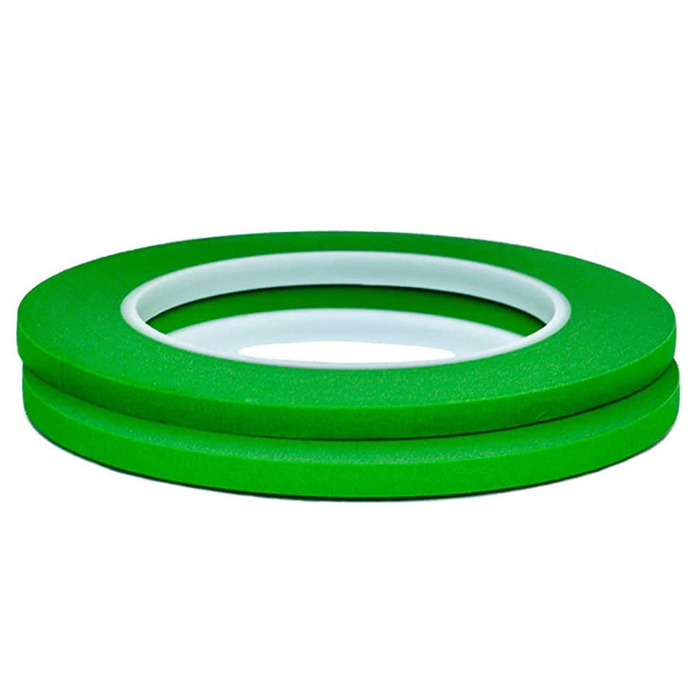 QDiShi 2 Pack 1/4" inch x 60yd Green Painters Tape Easy Removal Thin Narrow Finishing Masking Tape Painting Tape Wall Tape, No Residue and Good Adhesive (0.25 in 6MM)