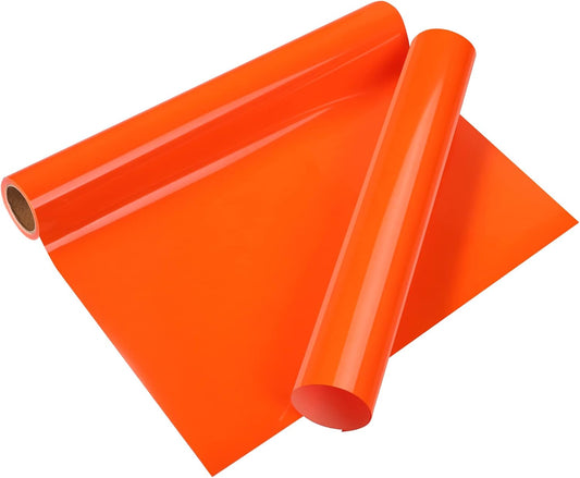VINYL FROG Heat Transfer Vinyl Roll HTV Vinyl - 12" x5ft Neon Orange Iron on Vinyl for T-Shirts, Heat Press Vinyl for DIY Craft Designs (Neon Orange)