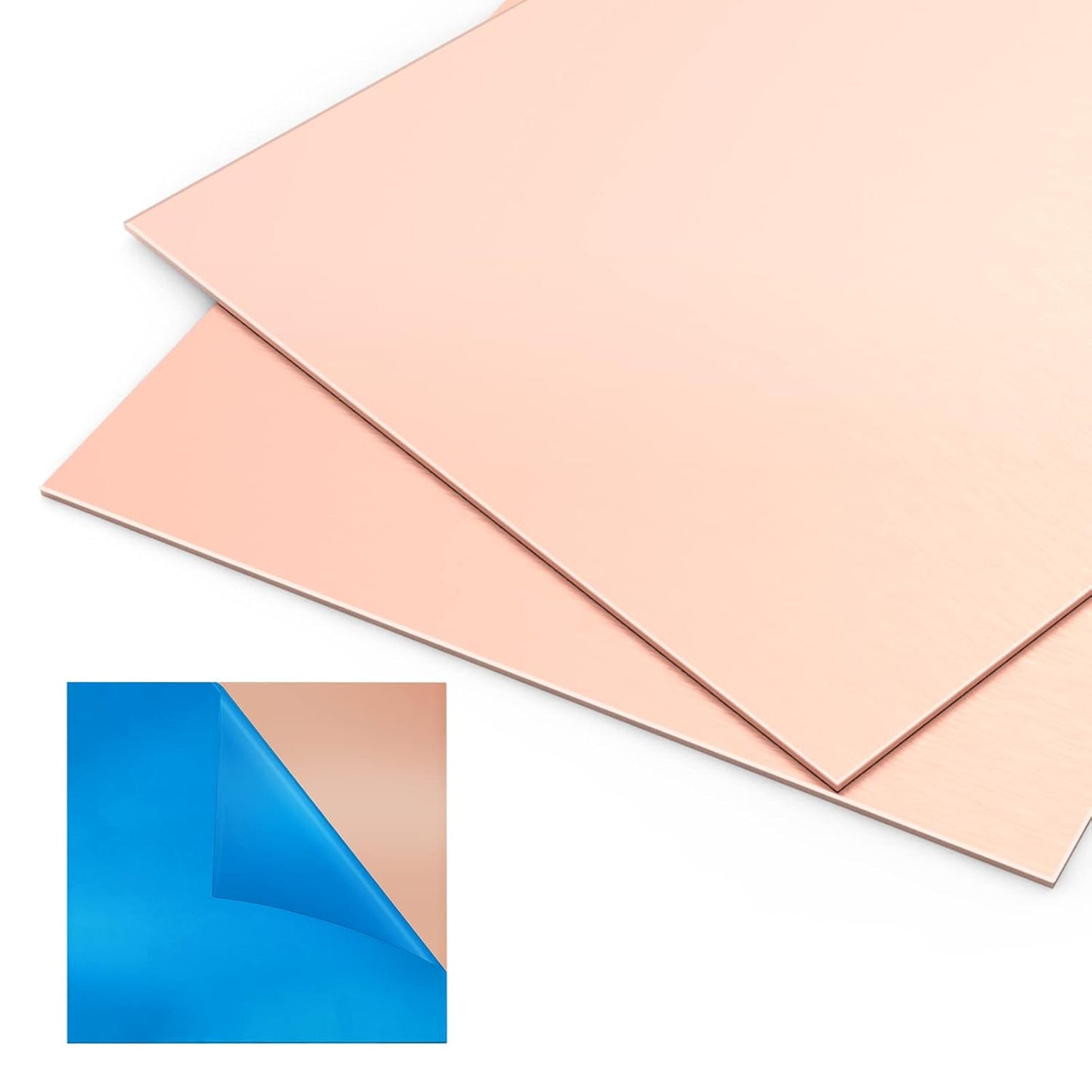 2 Pieces 99.9% Pure Copper Sheet, 4" x 4",18 Gauge(1mm) Thickness, Film Attached Copper Plate, Great for Jewelry, Crafts, modelers
