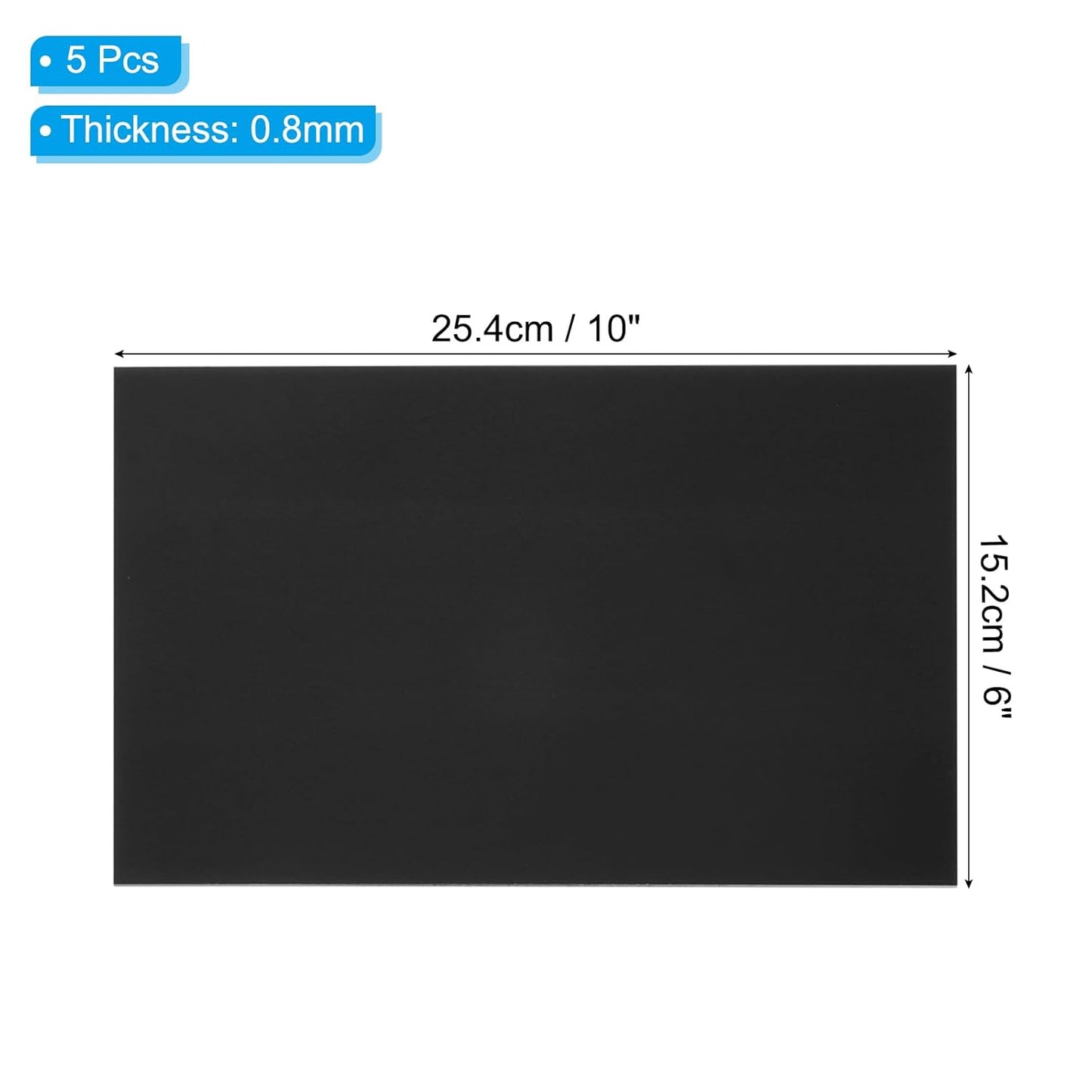 PATIKIL 6x10 Inch Anodized Aluminum Sheet Metal, 5Pcs Laser Plates Engraving Blanks 0.5MM Thin Rectangle for Crafting DIY House Laser Engraving, Black