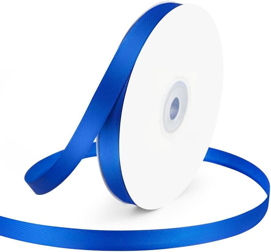 KMER LIFE 3/8" Wide x 50 Yards Royal Blue Single Faced Polyester Satin Ribbon, Royal Blue Satin Ribbon Perfect for Wedding Decor, Wreath, Crafts, Gift Wrapping & Other Projects (Royal Blue)