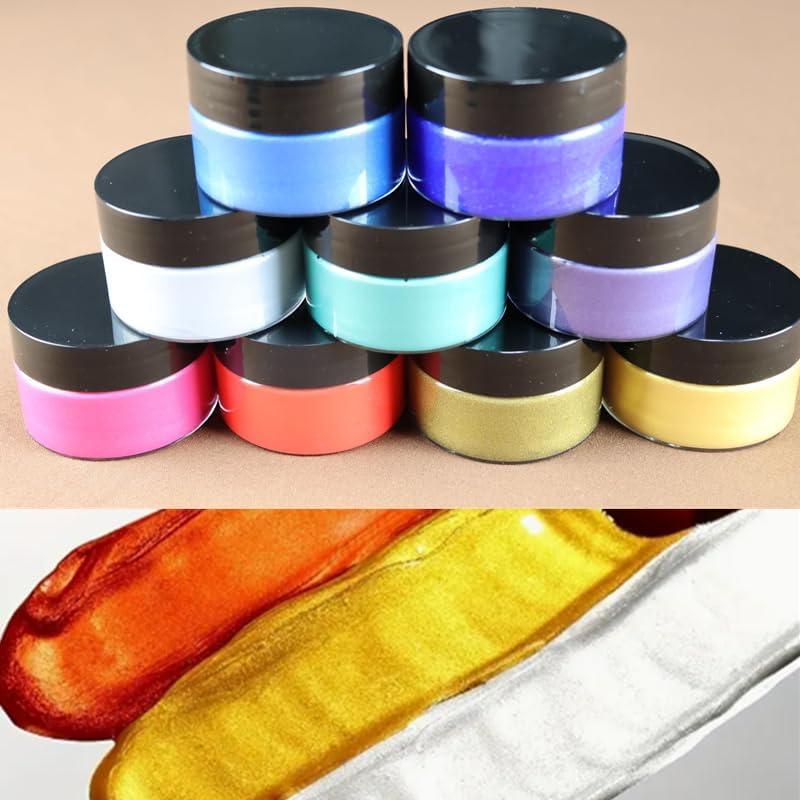 Shimmer Metallic Acrylic Paint Metallic Chalk Paste 1.7oz/50ml, Ideal for Wood/T-Shirts/Glass/Stone, DIY Crafts Projects Glitter Pearlescent Golden Pigment Suitable for Beginners Artists (Pearlescent Green)
