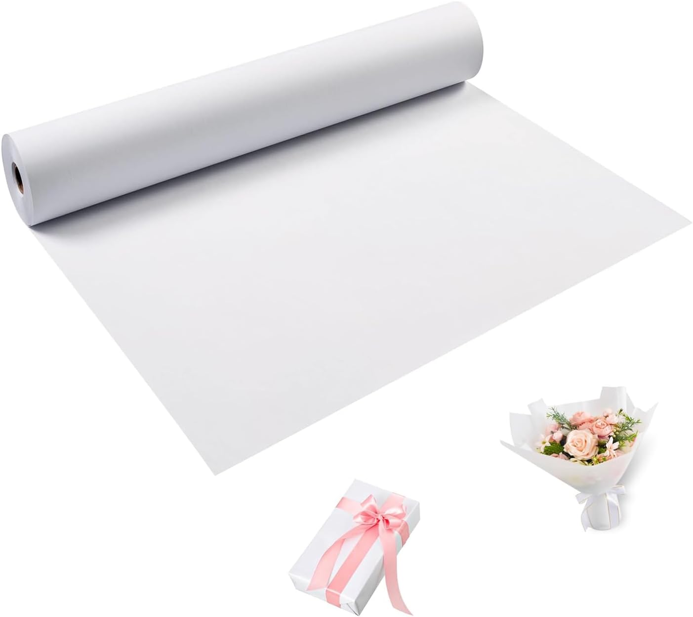 White Wrapping Paper Roll 24"x 2400" Craft Paper Roll for Drawing Painting Art Supplies, White Paper for Easel Poster Bulletin Board, Kraft Paper Roll for Packing Moving, Gift Wrapping