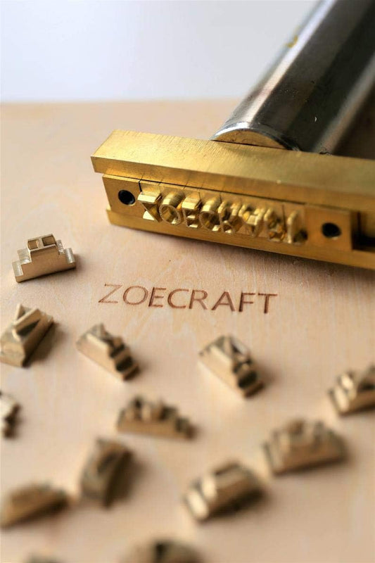 26 Interchangeable Alphabet & Number Mold Set with T-Slot Holder | Custom Brass Engraving Tools for Leather, Wood, Hot Foil Machines | DIY Symbol Dies, Stamping Imprint Templates (Set E)