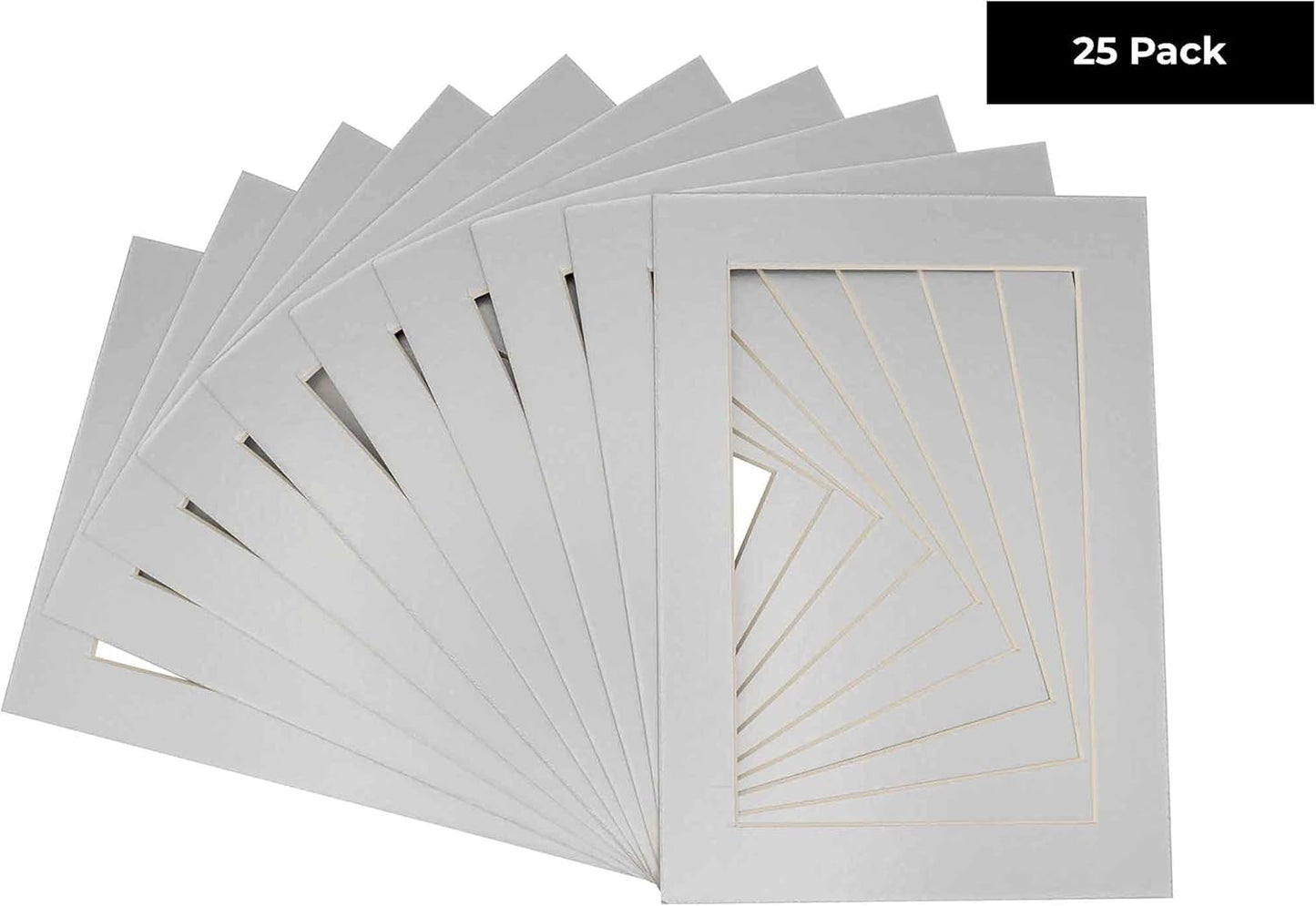 6x8 Mat for 8x10 Frame - Precut Mat Board Acid-Free Show Kit with Backing Board, and Clear Bags Metallic Silver 6x8 Photo Matte Made to Fit a 8x10 Picture Frame Matboard for Framing, Pack of 25 Mats