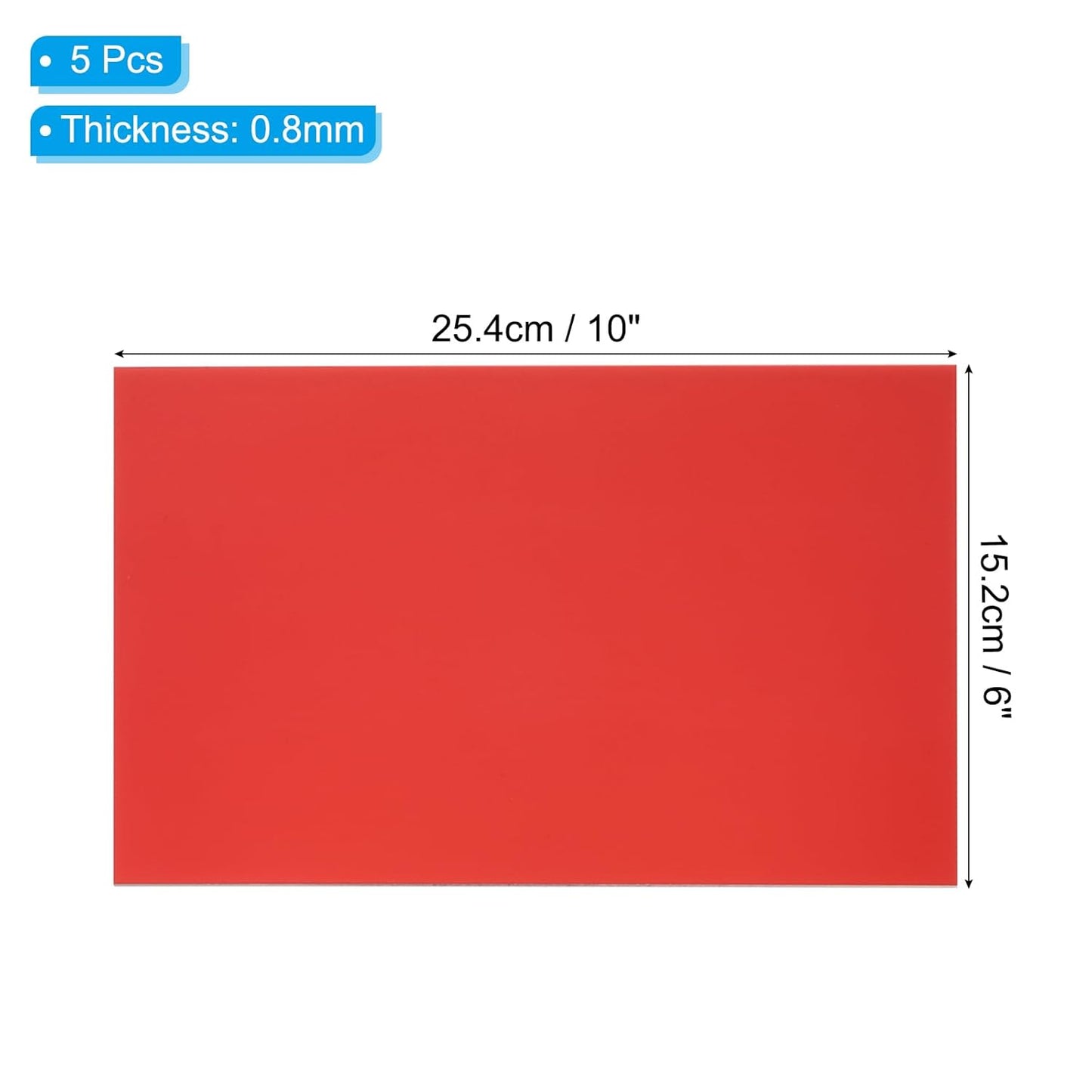 PATIKIL 6x10 Inch Anodized Aluminum Sheet Metal, 5Pcs Laser Plates Engraving Blanks 0.5MM Thin Rectangle for Crafting DIY House Laser Engraving, Red