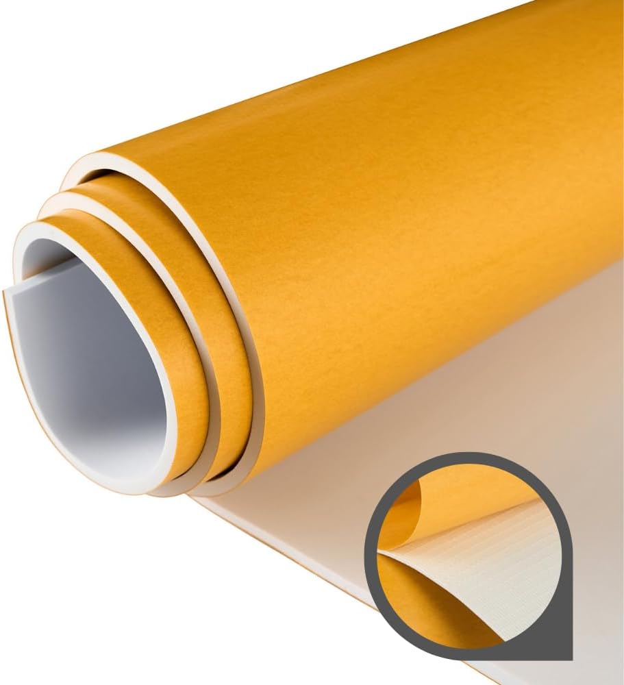 Premium High Density EVA Foam Sheet with Adhesive Backing 15” x 59” White Foam Mat - Craft Foam Sheet for Cosplay Costume, Crafts, Padding, DIY Projects and Insulation Weather Stripping Sheets Roll