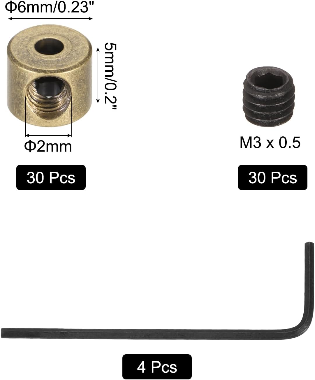 MECCANIXITY 30 Pcs Metal Locking Pin Backs, Locking Pin Keepers Locking Clasp 5mm(H) with 4 Wrench Replacement in Storage Case for Badge, Brooch, Copper Tone