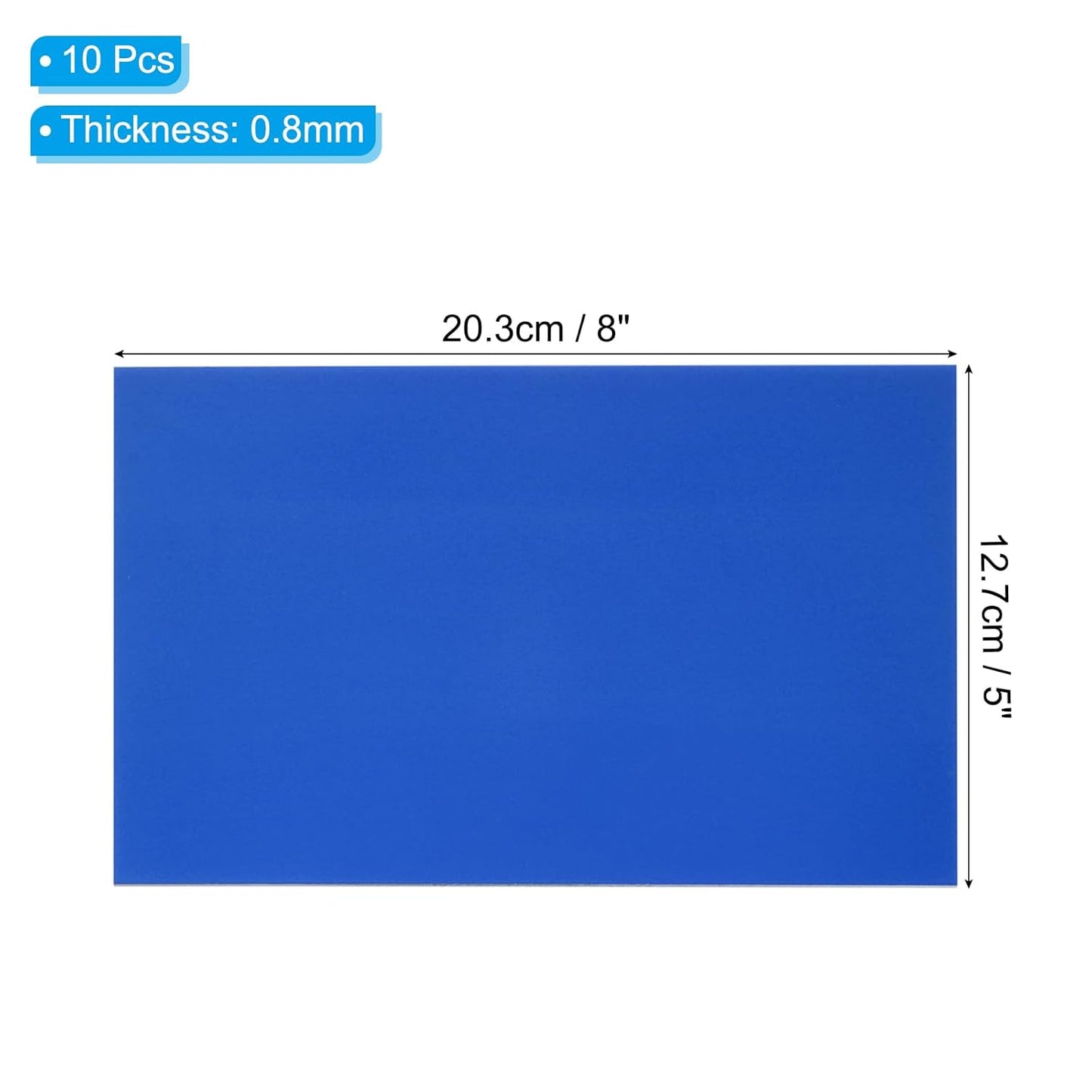 PATIKIL 5x8 Inch Anodized Aluminum Sheet Metal, 10Pcs Laser Plates Engraving Blanks 0.5MM Thin Rectangle for Crafting DIY House Laser Engraving, Blue