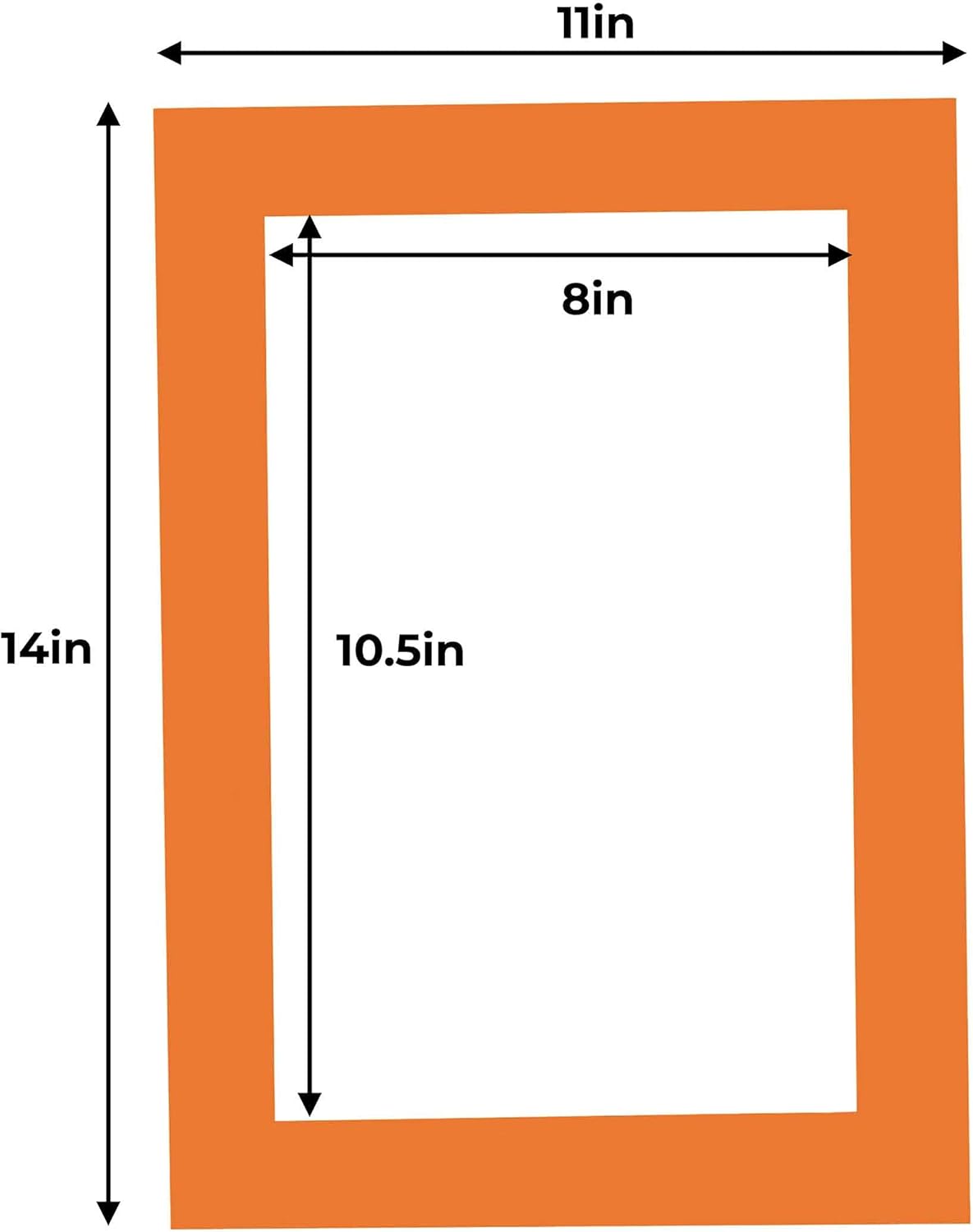 11x14 Mat for 8.5x11 Photo - Precut Orange Picture Matboard for Frames 11 x 14 Inches - Bevel Cut Matte to Display Art 8.5 x 11 Inches - Acid Free Pack of 25 MATS with Backing Boards & Clear Bags