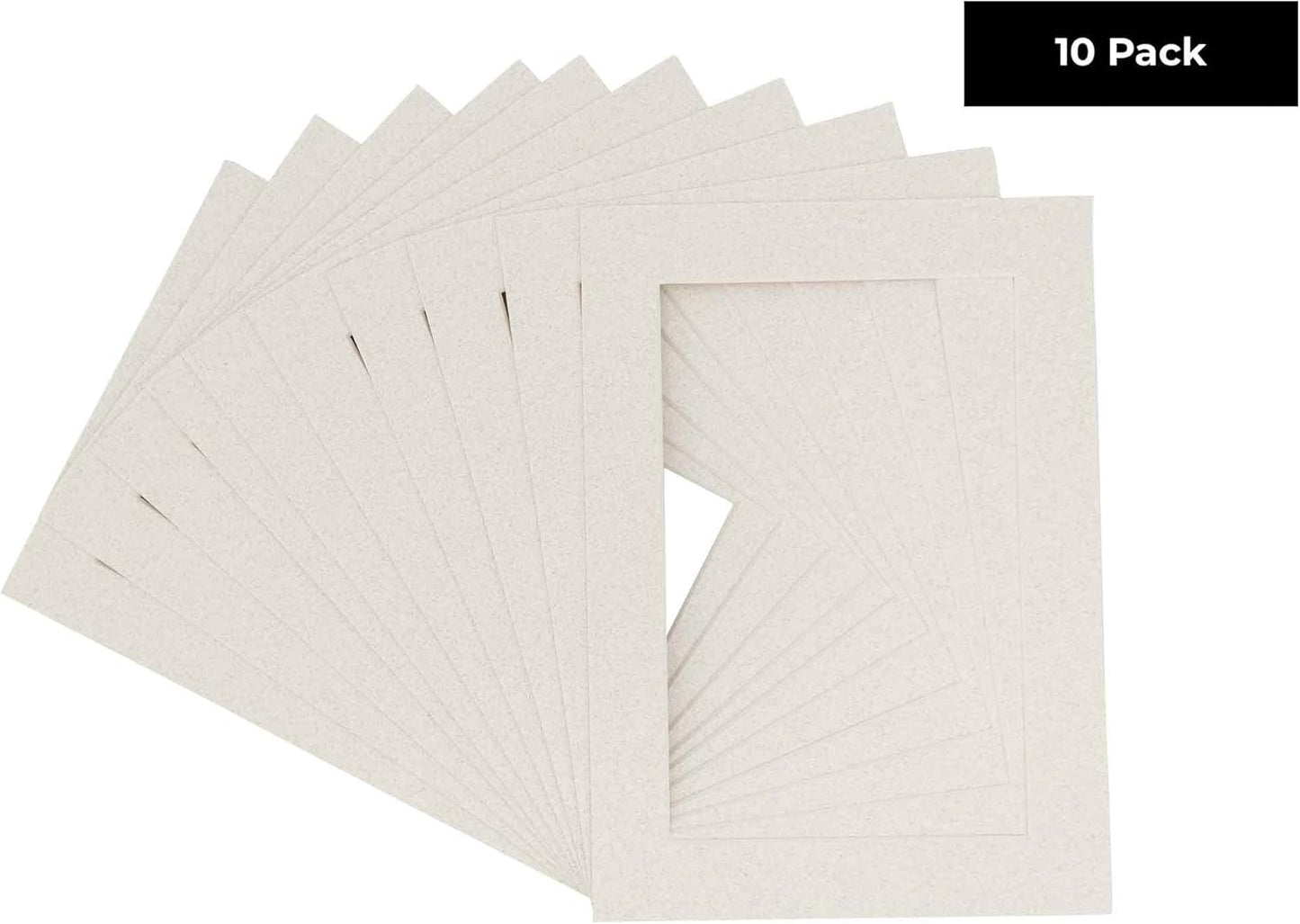 Pack of Ten Acid Free 8x10 Mats Bevel Cut for 5.5x8.5 Photos - Oyster Shell White Precut Matboards With Backing Boards and Self Seal Photo Mat Bags For Pictures, Photos, Framing - 4-ply Thickness