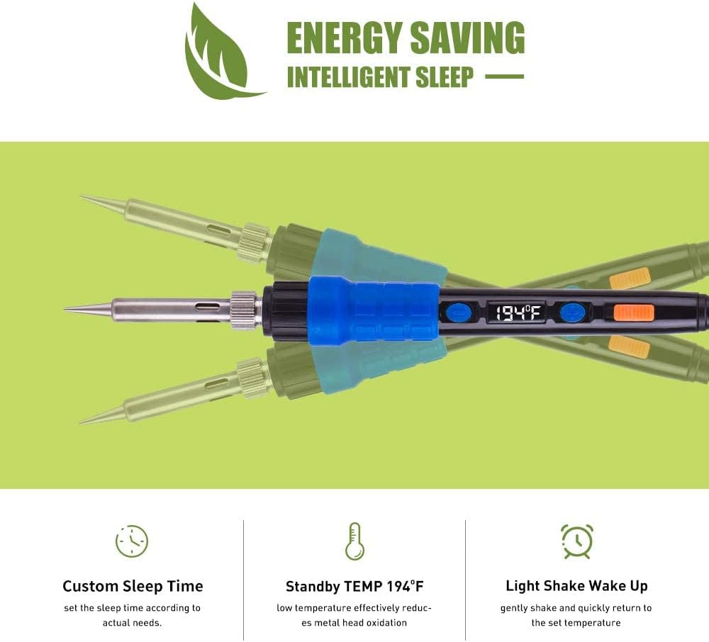 Soldering Iron Kit Solder Gun - 110V 65W Portable Temp Adjustable Pen Type Digital Welding Tools Soldering Iron for Electric PCD Soldering and Desoldering (Pack of 1 Piece with 1 Stand and 1 Cleaner)