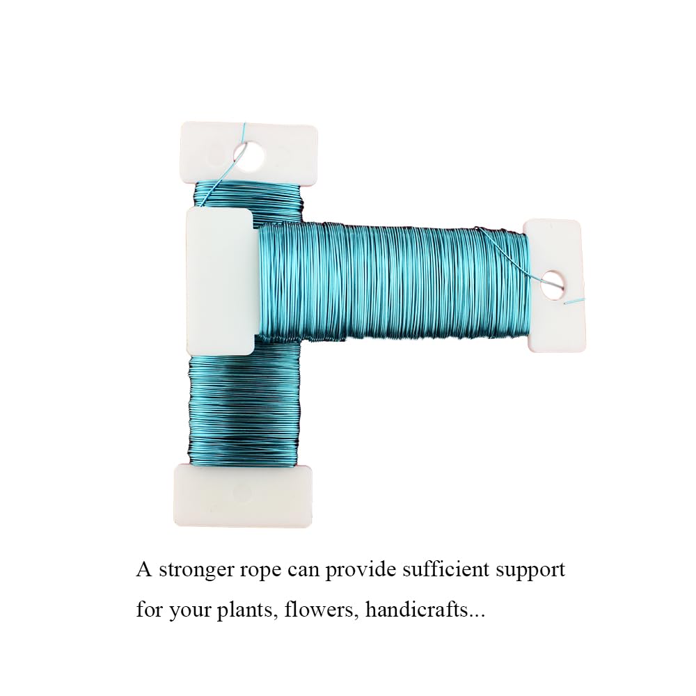 HAHIYO 26Gauge Blue Metal Floral Wire - 1 Roll, 38 Yards (115 Feet) - Flexible Paddle Wire for Craft, Christmas Wreath, Flower Arrangement, Bouquet Wrapping, Wedding, DIY