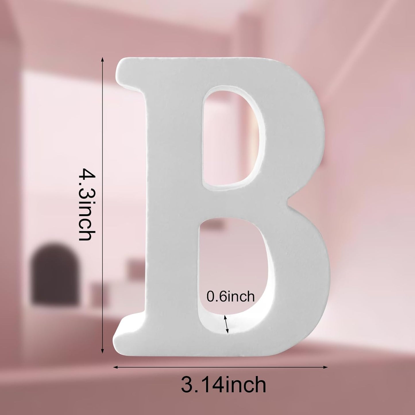 Wood Letters 4.3 Inch, White Unfinished Wood Letters for Graft, Wooden Letters for Wall Decor, Standing Letters for Bedroom, Home, Birthday, Party, DIY Graft (B)