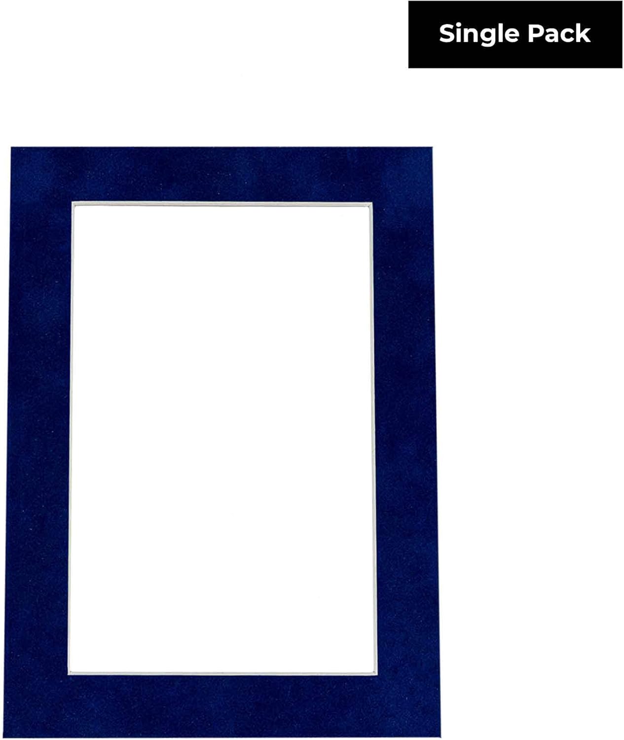 8x10 Mat Bevel Cut for 6x8 Photos - Acid Free Brooke Blue Suede Precut Matboard With Backing Board and Crystal Clear, Self Seal Photo Mat Bag - For Pictures, Photos, Framing - 4-ply Thickness