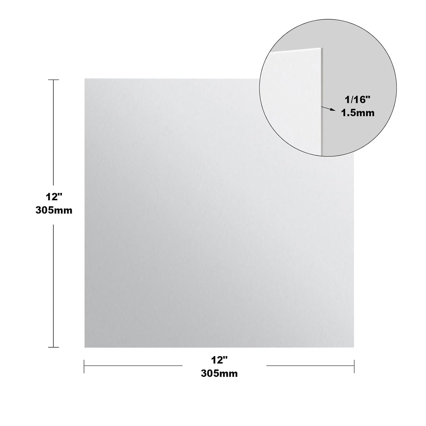 2 Pieces 6061 T651 Aluminum Sheet Metal 12 x 12 x 1/16Inch Thickness Rectangle Metal Plate, 1.5mm Aluminum Sheet, Plate for Crafting, Industry