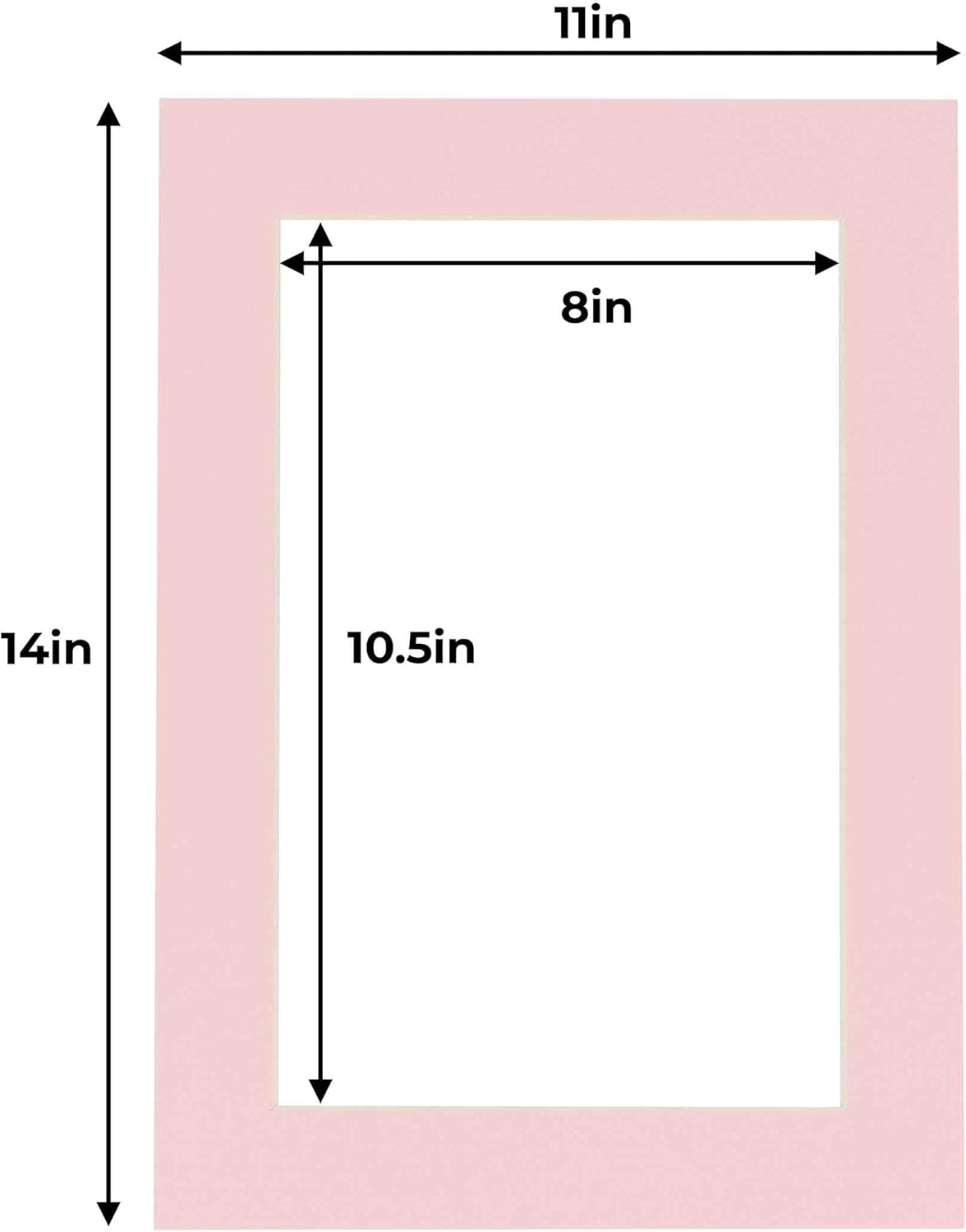 11x14 Mat for 8.5x11 Photo - Precut Soft Pink Picture Matboard for Frames Measuring 11 x 14 Inches - Bevel Cut Matte to Display Art Measuring 8.5 x 11 Inches - Acid Free Pack of 25 MATS