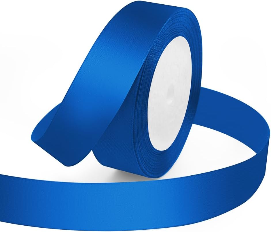 KMER LIFE Solid Color Royal Blue Satin Ribbon 1 Inches x 25 Yards, Ribbons Perfect for Crafts, Wedding Decor, Bow Making, Sewing, Gift Package Wrapping and More