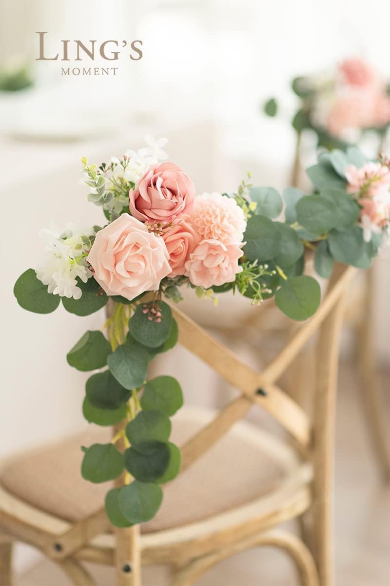Ling's moment Blush Dahlia Foam Artificial Flowers Real Touch Faux Fake Flower for Home Decor Graduation Baby Shower Decorations Outdoors Party Favors Wedding Gifts Centerpieces Arrangements 25pcs