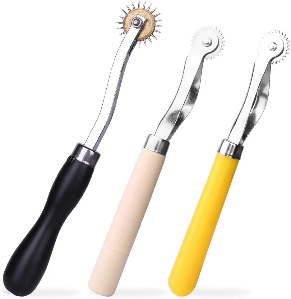 LUNARM 3 Pcs Tracing Wheel Sewing Tool, Needle Point Tracing Wheel, Random Color Tracing Wheel Sewing Tool, Stitching Wheel Tool for Leathercraft, Professional Stitch Marking Spacer