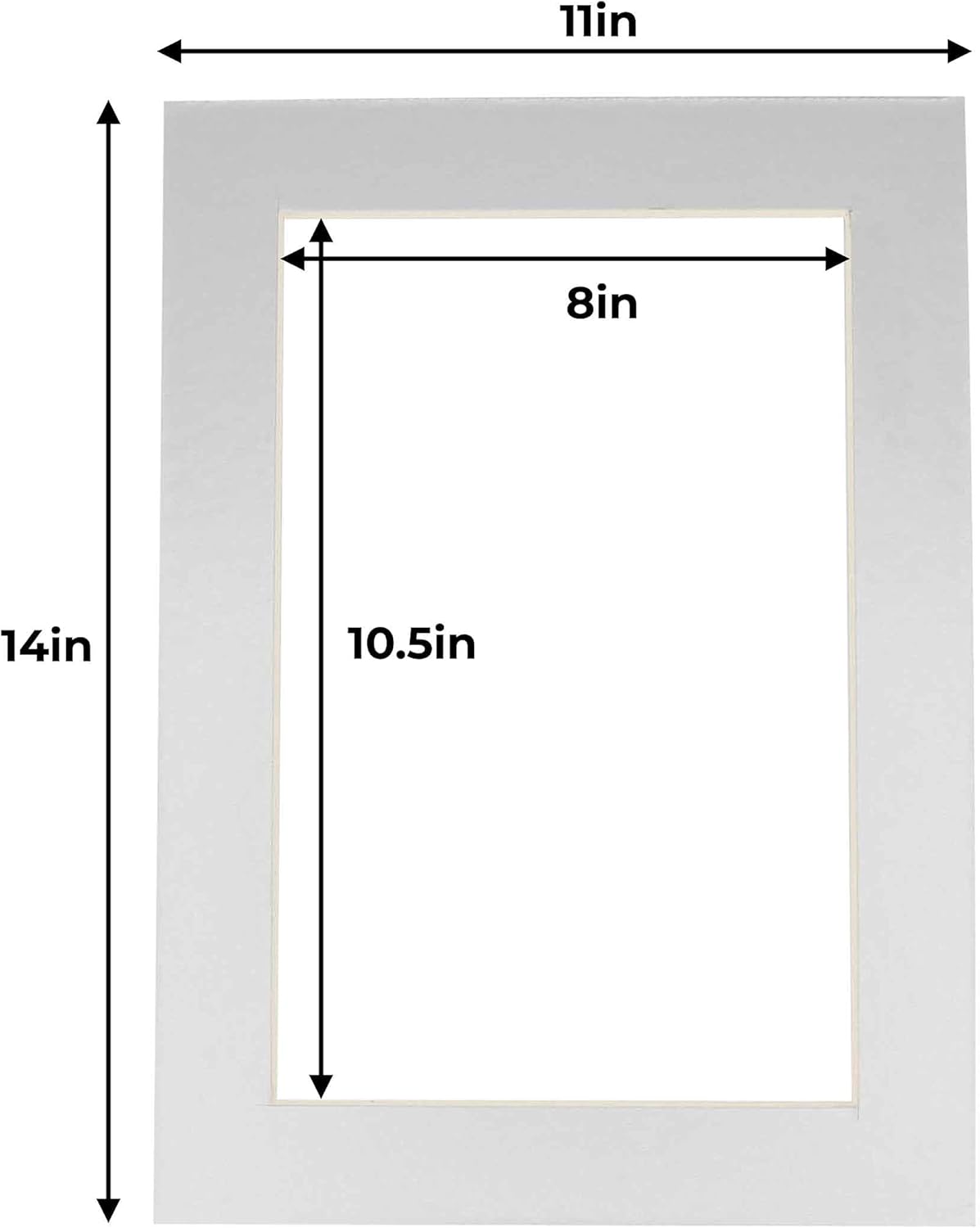 11x14 Mat for 8.5x11 Photo - Precut Metallic Silver Picture Matboard for Frames Measuring 11 x 14 Inches - Bevel Cut Matte to Display Art Measuring 8.5 x 11 Inches - Acid Free ONE MAT