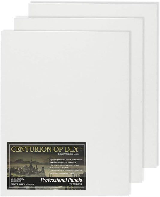 Centurion Deluxe Professional Oil Primed Linen Canvas Panels - 10x20-3 Pack of Linen Canvases for Painting, Artwork and More