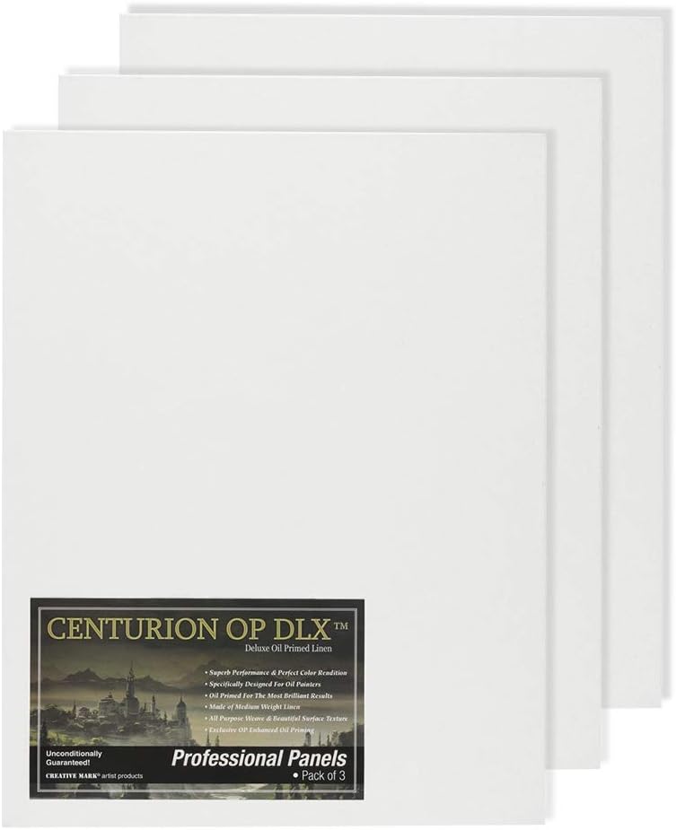 Centurion Deluxe Professional Oil Primed Linen Canvas Panels - 8x16-3 Pack of Linen Canvases for Painting, Artwork and More