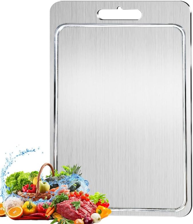 2025 New 100% Pure Titanium Cutting Board with Grooves, Double Sided Chopping Board, Meat, Fruit and Vegetable Cutting Board, Dishwasher Safe (11 * 15 IN)