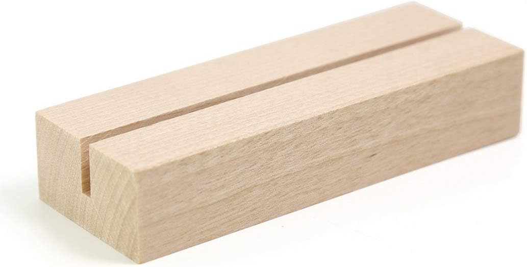 UNIQOOO 5 Pack 4" Wood Stands for Wedding Acrylic Sign, Wood Table Number Holders for 1/8 Thick Acrylic Sheets | Wedding Display Stands, Card Holder, Great for Bar Menu, Retail Sign, Party and Events