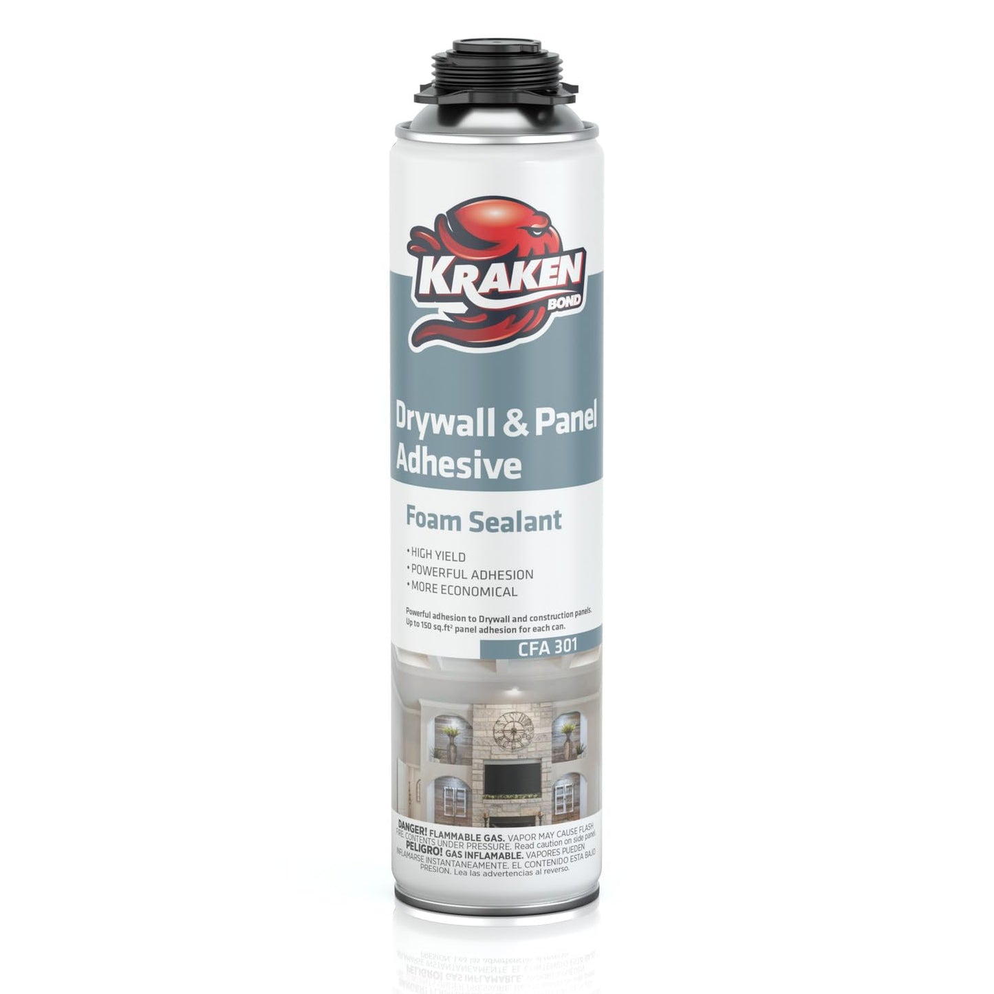 KRAKEN BOND Drywall & Panel Adhesive Foam - (1x24oz) Heavy-Duty, Fast-Curing Construction Adhesive for Concrete, Wood, and Heat Insulation Applications - 1 Pack