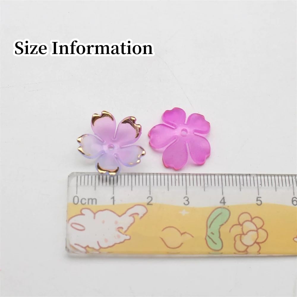 100pcs Acrylic Flower Beads, 19mm Cherry Blossom Plastic Gradient Flower Spacer Beads for DIY Crafts Bracelet Necklace Earrings Jewelry Making(Blue Purple)