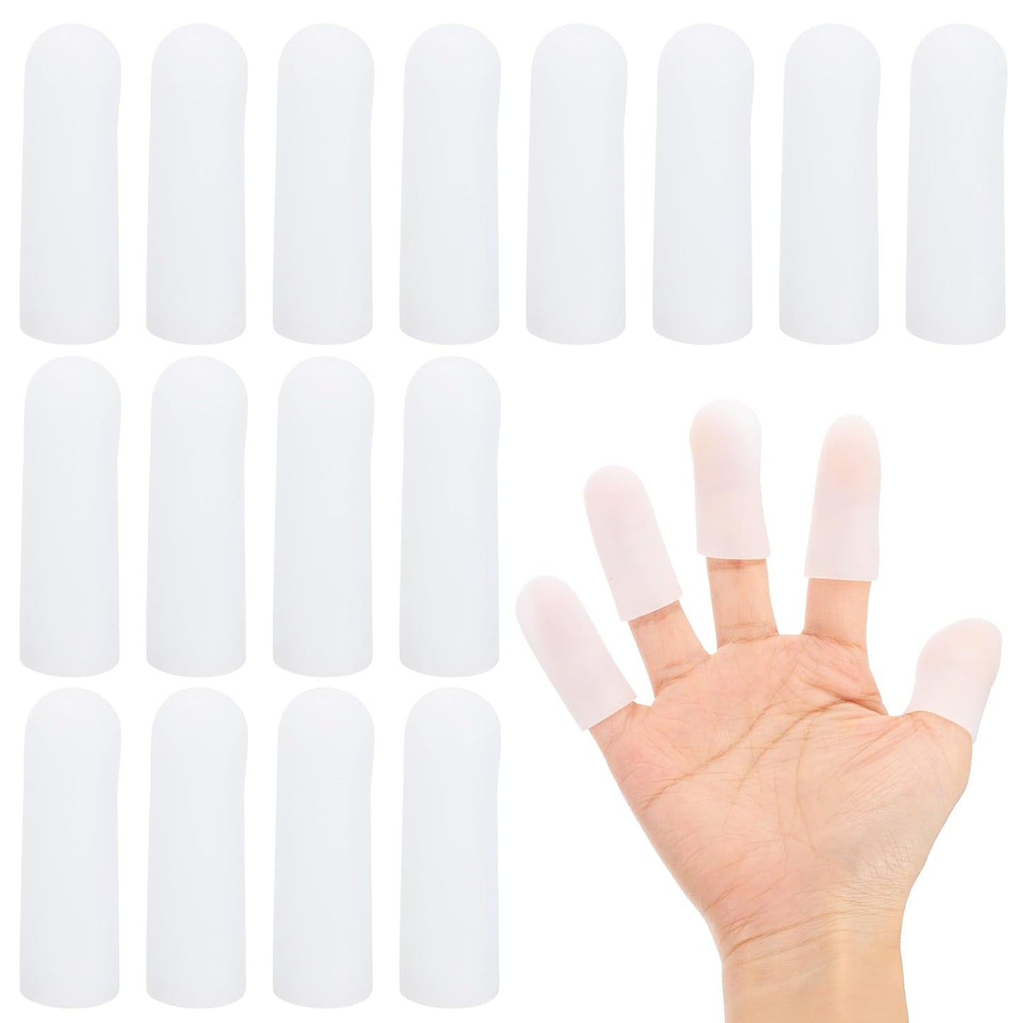 PATIKIL Gel Finger Cots 2"x0.67", 20 Pcs Silicone Finger Protector Support Finger Sleeve Cushions Thumb Protector Covers Fingertip Caps Gloves for Finger Cracking, White