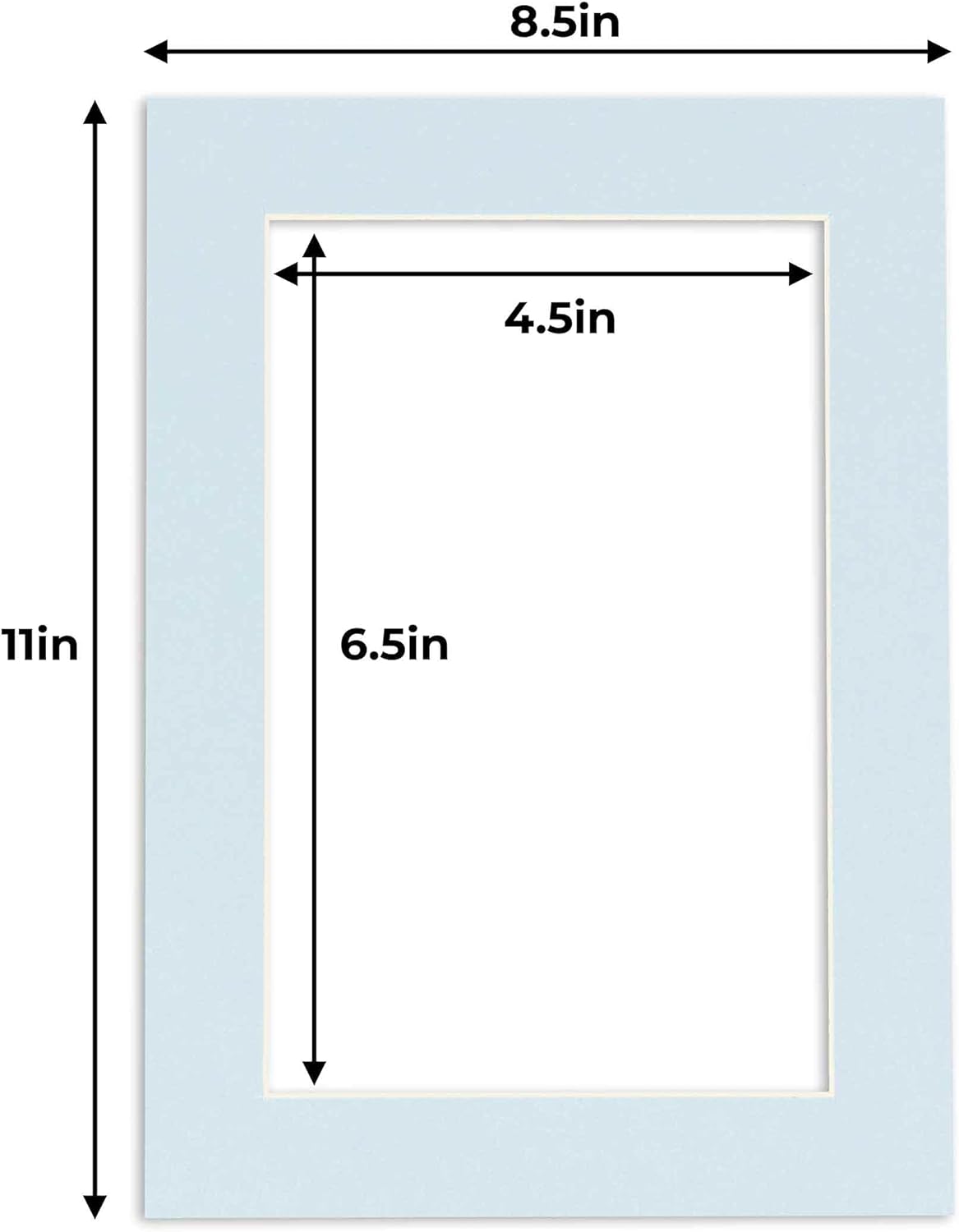 5x7 Mat for 8.5x11 Frame - Precut Mat Board Acid-Free Show Kit with Backing Board, and Clear Bags Baby Blue 5x7 Photo Matte Made to Fit a 8.5x11 Picture Frame Matboard for Framing, Pack of 100 Mats
