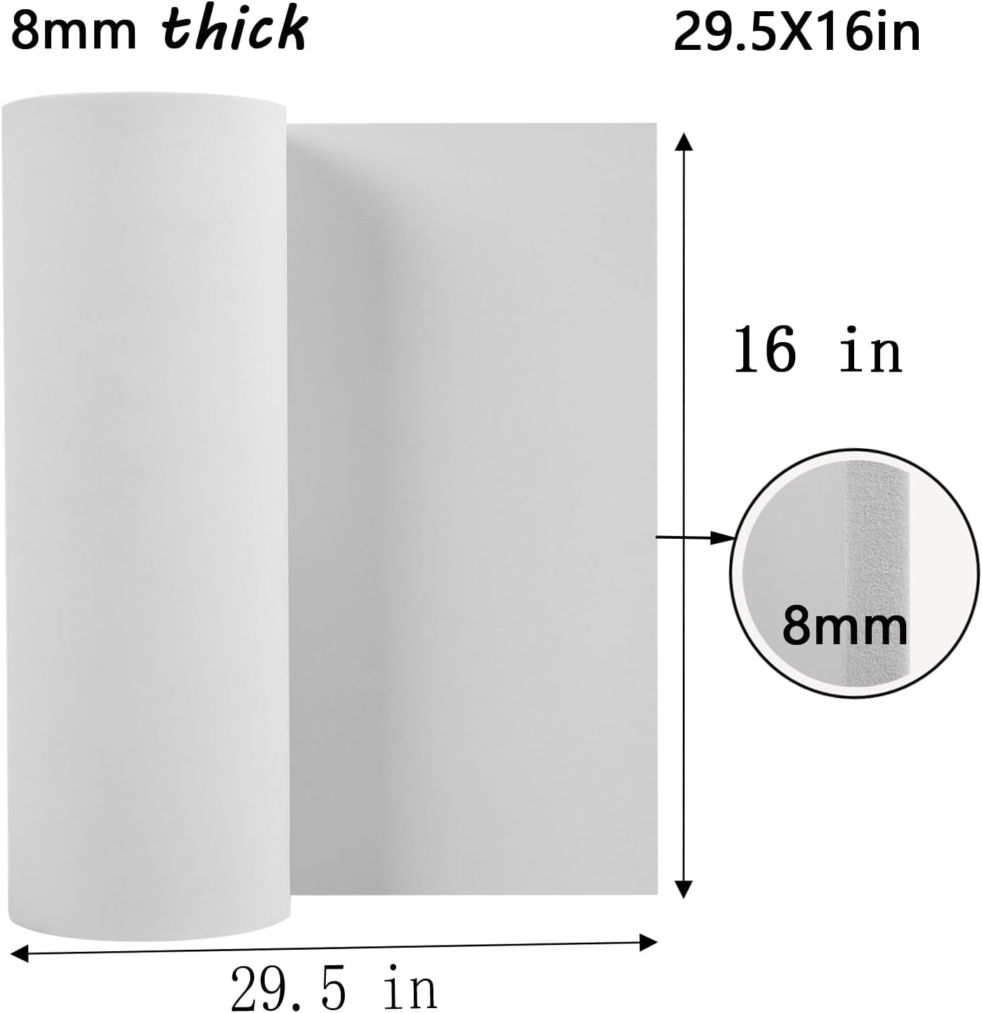 AMZQNART EVA Foam 8mm, Cosplay Foam 16x29.5 inch White, High Density 90 kg/m³, for Craft Projects Cosplay Costumes, Fake Weapons, Decorations, Christmas, Easter, Thanksgiving, etc.