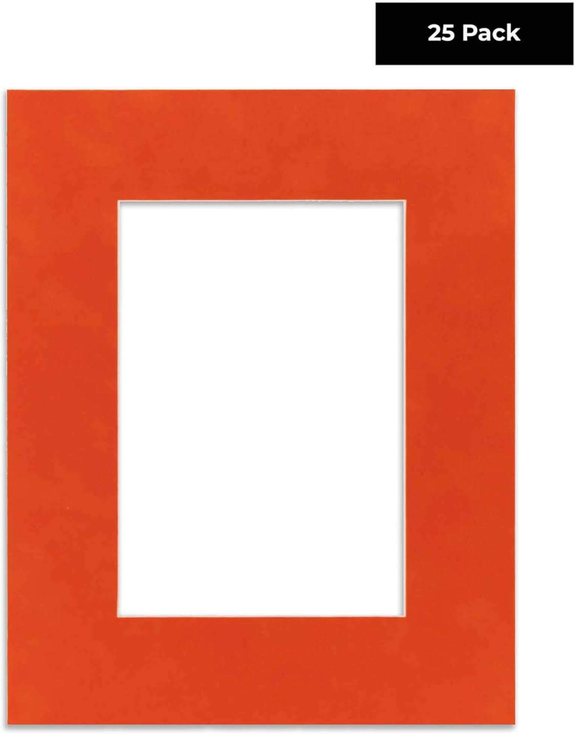Pack of 25 Acid Free 8x10 Mats Bevel Cut for 5x8 Photos - Orange Suede Precut Matboards For Pictures, Photos, Framing - 4-ply Thickness