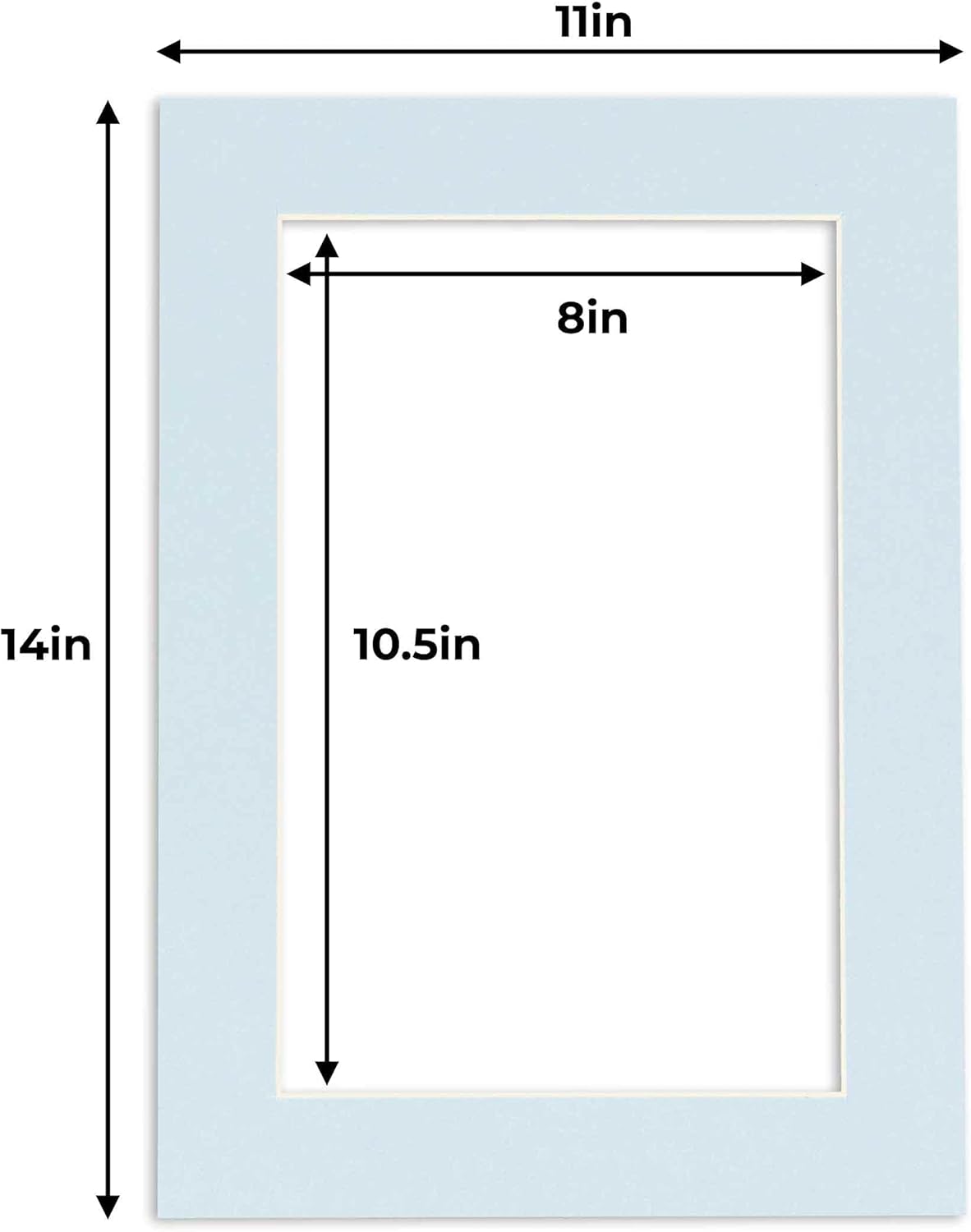 11x14 Mat for 8.5x11 Photo - Precut Baby Blue Picture Matboard for Frames Measuring 11 x 14 Inches - Bevel Cut Matte to Display Art Measuring 8.5 x 11 Inches - Acid Free ONE MAT