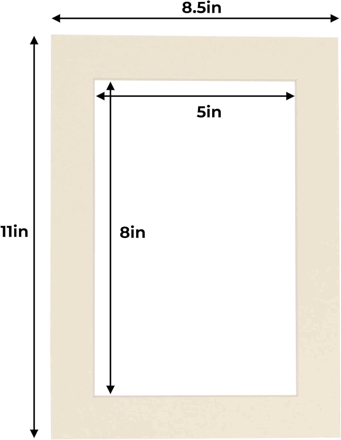 5.5x8.5 Mat for 8.5x11 Frame - Precut Mat Board Acid-Free Textured Cream 5.5x8.5 Photo Matte For a 8.5x11 Picture Frame, Matboard for Family Photos, Show Kits, Art, Picture Framing, Pack of 10 Mats