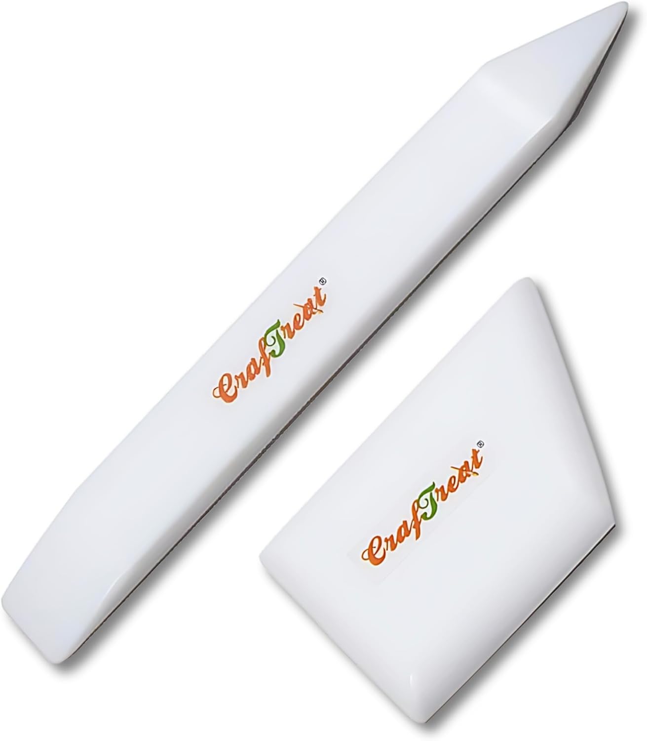 CrafTreat Teflon Bone Folder and Scoring Tool Set - Large & Ergo Square - Paper Scorer for Paper Crafting, Origami, Bookbinding - Leather Burnishing Tool - Smooth, Non Stick, Ergonomic Craft Tool