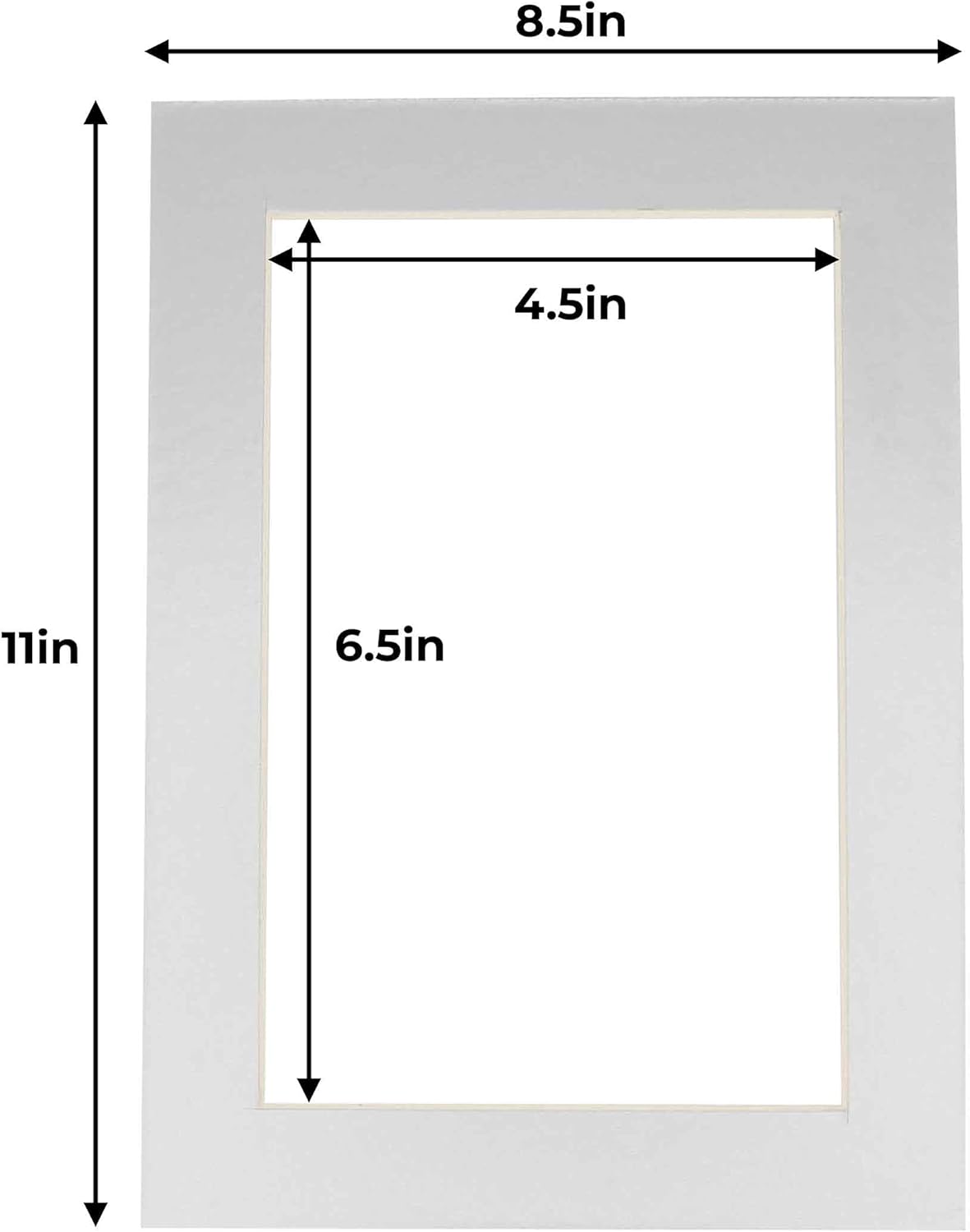 5x7 Mat for 8.5x11 Frame - Precut Mat Board Acid-Free Metallic Silver 5x7 Photo Matte For a 8.5x11 Picture Frame, Premium Matboard for Family Photos, Show Kits, Art, Picture Framing, Pack of 100 Mats