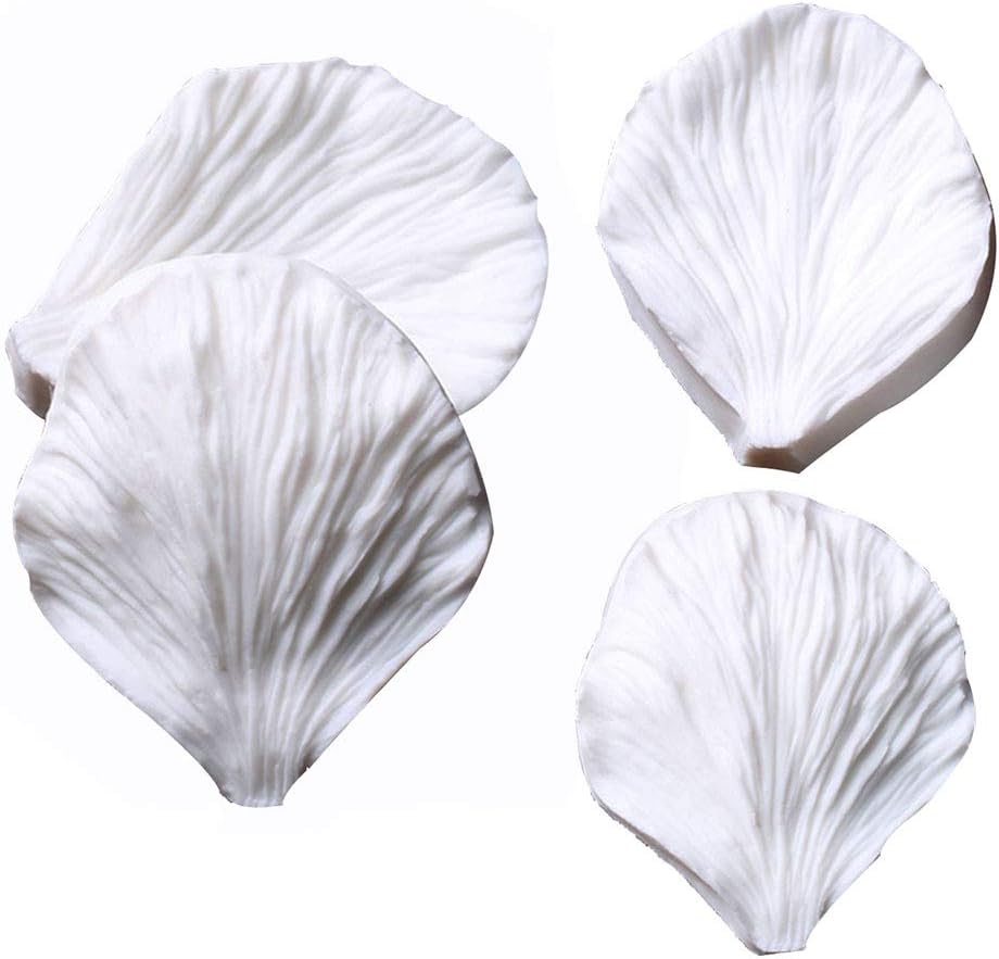 KALAIEN 5pcs Stainless Steel Peony Cutter 2pcs Fondant Silicone Mold Gumpaste Peony Sugarcraft Flower Veining Mold Veiner Petal Making Tool