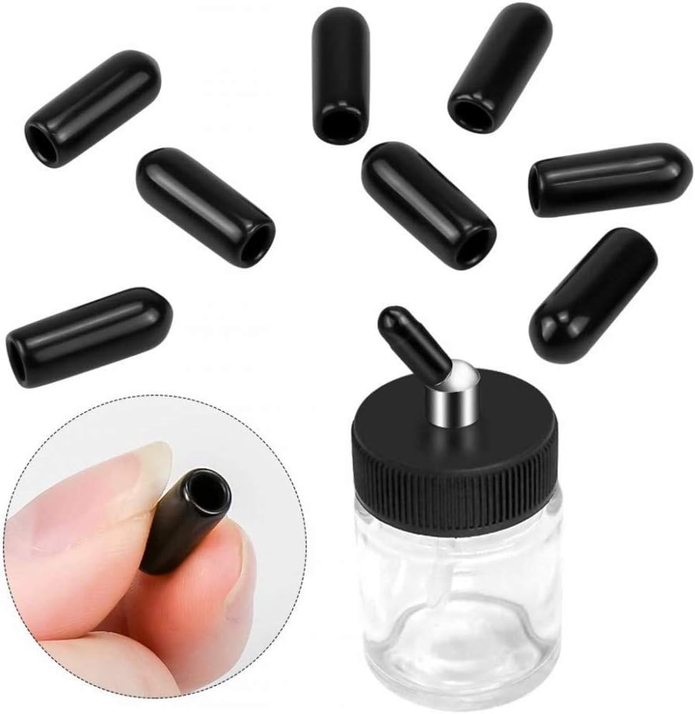 10PCS 22CC Airbrush Glass Bottles with Jar Caps Airbrush jar with 10pcs Adapter Cap Covers Set with 60° Down Angle Adaptor Lid Assembly for Master, Iwata Single Action Airbrush
