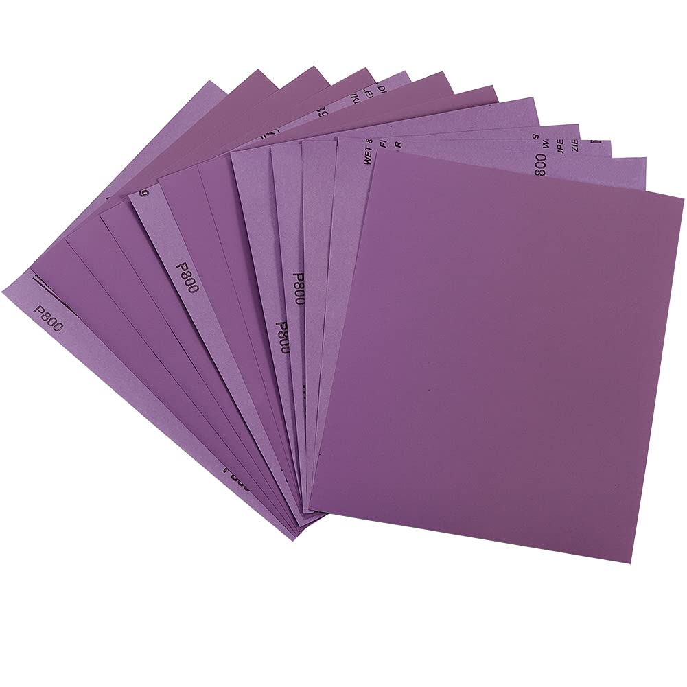Sandpaper 800 Grit, Wet Dry Sanding Sheets 9 x 11 Inch, Advanced White Fused Alumina Abrasive Sander Paper for Wood Furniture Finishing, Metal Sanding, Automotive Polishing,12-Sheets