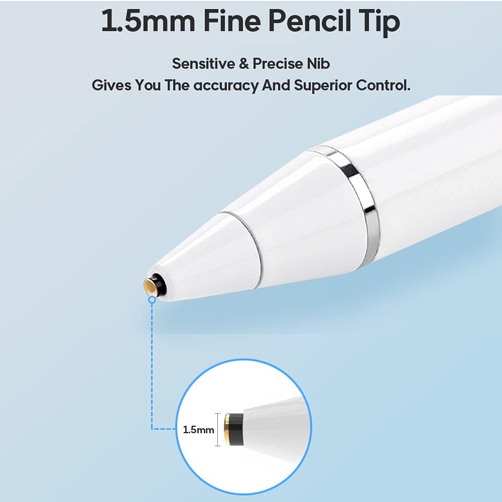 Stylus Pen for iOS Android Touch Screens Pencil Compatible with iPad/iPad Pro/Air/Mini/iPhone/Cellphone/Kindle/Apple Tablet Drawing Pencil (White)