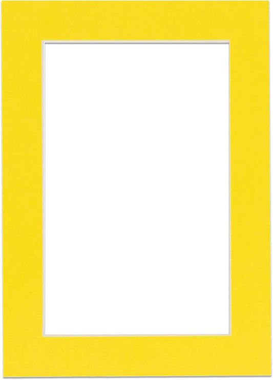 11x14 Mat for 8.5x11 Photo - Precut Yellow Picture Matboard for Frames Measuring 11 x 14 Inches - Bevel Cut Matte to Display Art 8.5 x 11 Inches - Acid Free ONE MAT with Backing Board & Clear Bag