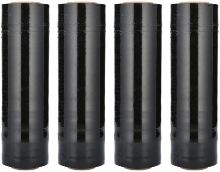 PSBM Black Stretch Wrap, 15 Inch x 1476 Feet, 8 Pack, Tinted Pre-Stretched Shrink Wrap Film for Moving, Packaging, Pallet Wrapping