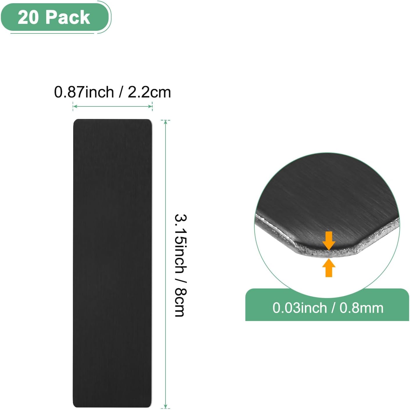 20-Pack Anodized Aluminium Laser Engraved Mount Metal Plate 3x1x0.04 Inch Engraver Blank Anodized Aluminum Sheets for DIY Laser Printing/Home/Office[Black]