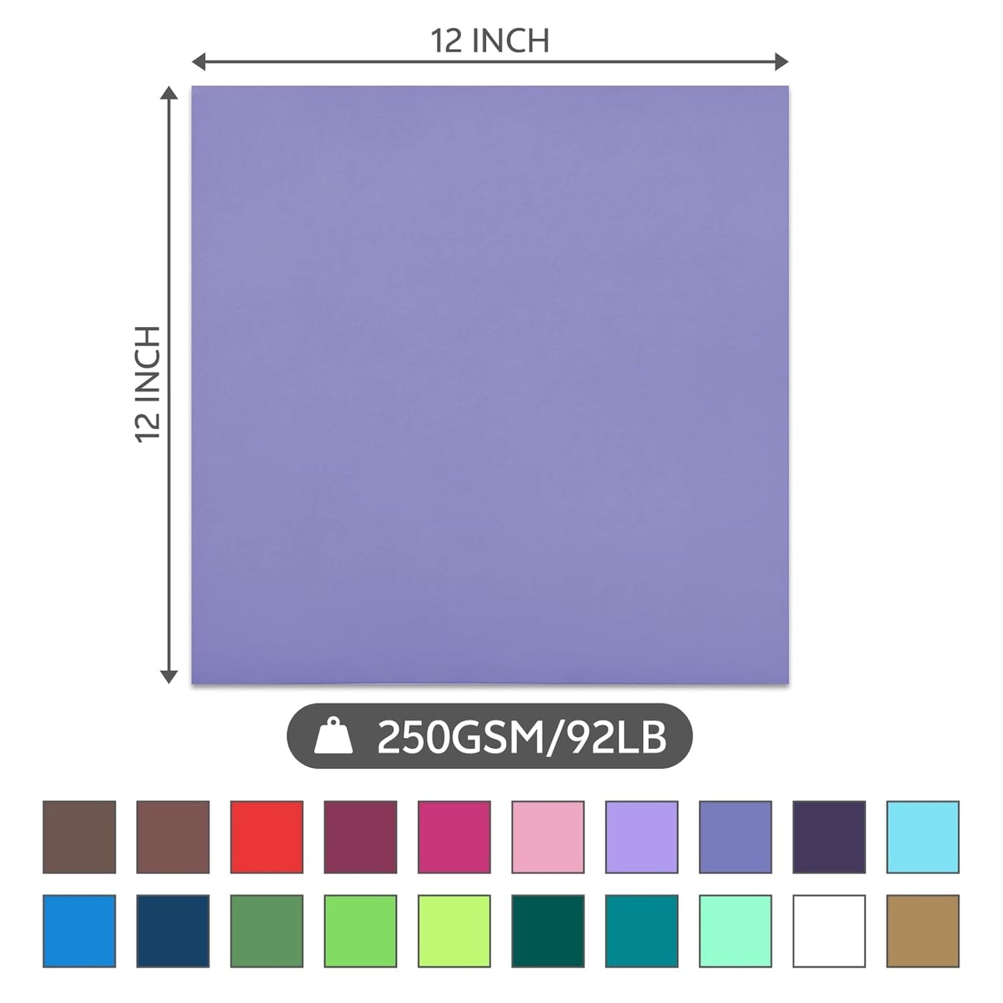 12x12 Inch Colored Sticker Paper Sheets Heavyweight Printable Sticky Back Cardstock 250GSM for DIY Stickers, Printers 40 Sheets